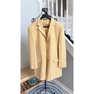 Giorgio Brutini Blazer W/Vest Jacket Yellow Striped Styled In Italy Size 44L